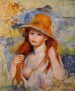 Jeune femme dans un chapeau de paille Jeune femme dans un chapeau de paille