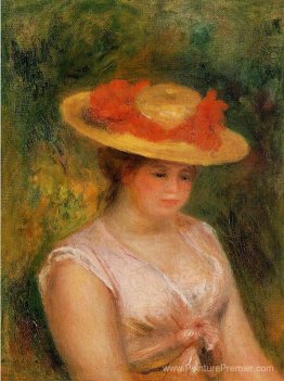 Jeune femme dans un chapeau de paille Jeune femme dans un chapeau de paille
