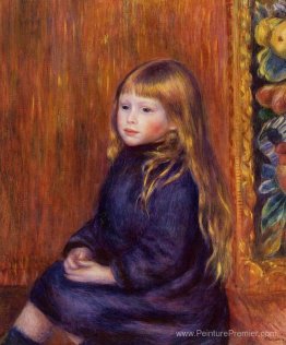 Enfant assis dans une robe bleue Enfant assis dans une robe bleue