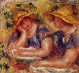 Deux femmes en chemisiers bleus Deux femmes en chemisiers bleus