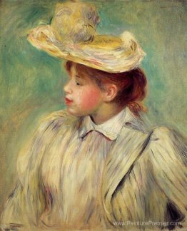 Jeune femme dans un chapeau de paille Jeune femme dans un chapeau de paille