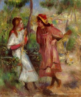 Deux filles dans le jardin de Montmartre Deux filles dans le jardin de Montmartre