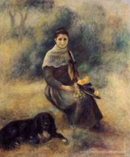 Jeune fille avec un chien Jeune fille avec un chien
