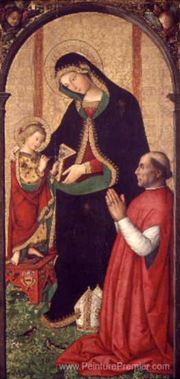 Madonna avec l'écriture d'enfants et d'évêque Madonna avec l'écriture d'enfants et d'évêque