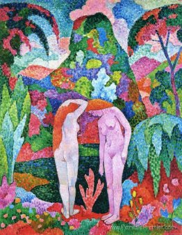 Baigneurs: deux nus dans un paysage exotique Baigneurs: deux nus dans un paysage exotique