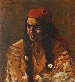 Femme gitane avec écharpe rouge Femme gitane avec écharpe rouge