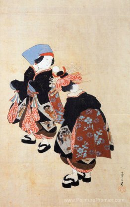 Deux kamuro attendant une courtisane Deux kamuro attendant une courtisane