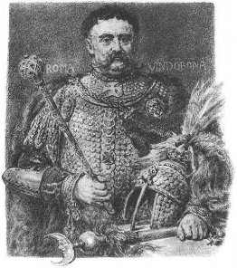 Jan Sobieski, figurant dans une armure à l'échelle de parade Jan Sobieski, figurant dans une armure à l'échelle de parade