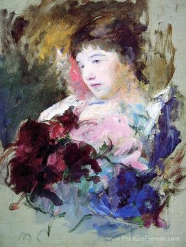 Jeune fille tenant un bouquet lâche Jeune fille tenant un bouquet lâche