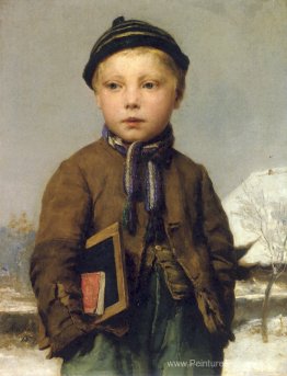 École avec planche à ardoise dans un paysage enneigé École avec planche à ardoise dans un paysage enneigé