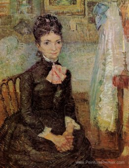 Femme assise près d'un berceau Femme assise près d'un berceau