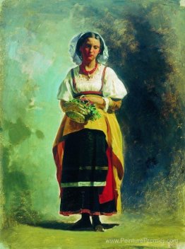 Italienne avec un panier de fleurs Italienne avec un panier de fleurs