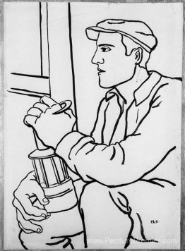 Un travailleur avec la lampe Un travailleur avec la lampe