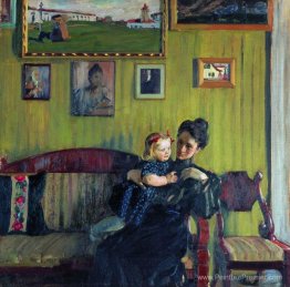 Portrait de Y.E. Kustodieva avec sa fille Irina Portrait de Y.E. Kustodieva avec sa fille Irina