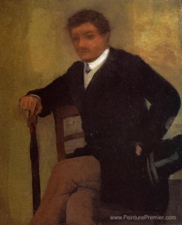Jeune homme assis dans une veste avec un parapluie Jeune homme assis dans une veste avec un parapluie