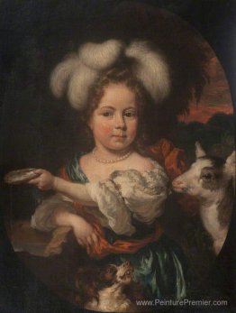 Portrait d'une jeune fille avec une coiffure en plumes et un enf Portrait d'une jeune fille avec une coiffure en plumes et un enf