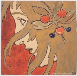 Profil d'une fille. Travail préparatoire pour une tache décorati Profil d'une fille. Travail préparatoire pour une tache décorati