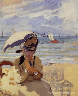 Camille assise sur la plage de Trouville Camille assise sur la plage de Trouville