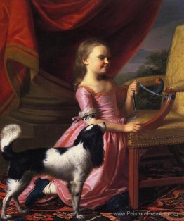 Jeune femme avec un oiseau et un chien Jeune femme avec un oiseau et un chien