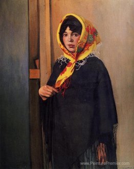 Jeune femme avec une écharpe jaune Jeune femme avec une écharpe jaune