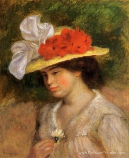 Femme dans un chapeau à fleurs Femme dans un chapeau à fleurs