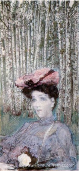 Portrait de N. Zabela-Vrubel sur le bord d'un bouleau Portrait de N. Zabela-Vrubel sur le bord d'un bouleau
