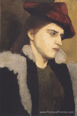 Portrait d'une jeune femme avec un chapeau rouge Portrait d'une jeune femme avec un chapeau rouge