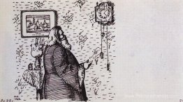 Le prêtre près de l'horloge Le prêtre près de l'horloge