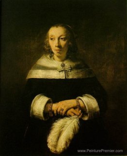 Portrait d'une dame avec un fan de plumes d'autruche Portrait d'une dame avec un fan de plumes d'autruche