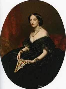 Portrait d'une dame avec un fan Portrait d'une dame avec un fan