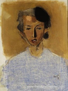 Portrait d'une fille en bleu et marron (Inez) Portrait d'une fille en bleu et marron (Inez)