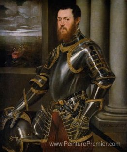Jeune homme dans un costume d'armure décoré en or Jeune homme dans un costume d'armure décoré en or