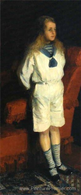 Portrait d'un garçon dans un costume blanc Portrait d'un garçon dans un costume blanc