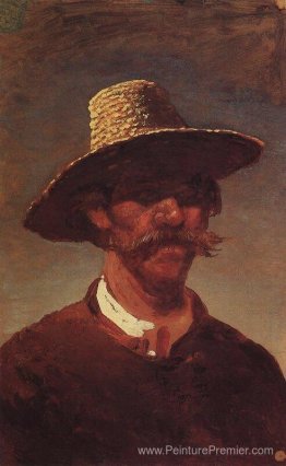 La tête d'un paysan ukrainien dans un chapeau de paille La tête d'un paysan ukrainien dans un chapeau de paille