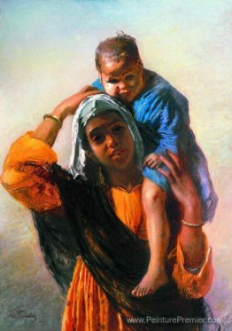 Femme orientale avec un enfant Femme orientale avec un enfant