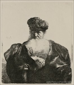 Un vieil homme avec une barbe, une casquette de fourrure et un m Un vieil homme avec une barbe, une casquette de fourrure et un m