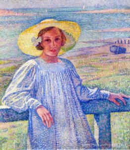 Elisaeth van Rysselberghe dans un chapeau de paille Elisaeth van Rysselberghe dans un chapeau de paille