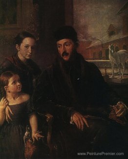 Portrait de D. P. Voyeikov avec sa fille et la gouvernante Mlle Portrait de D. P. Voyeikov avec sa fille et la gouvernante Mlle