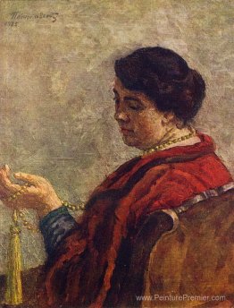Portrait d'Olga Konchalovsky, la femme de l'artiste (avec des pe Portrait d'Olga Konchalovsky, la femme de l'artiste (avec des pe