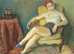 Femme en chaise jaune Femme en chaise jaune
