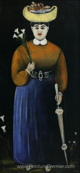 Femme avec des fleurs et du parasol Femme avec des fleurs et du parasol