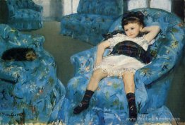 Petite fille dans un fauteuil bleu Petite fille dans un fauteuil bleu