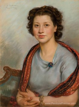 Portrait de Bertha Popoff dans un châle rouge Portrait de Bertha Popoff dans un châle rouge