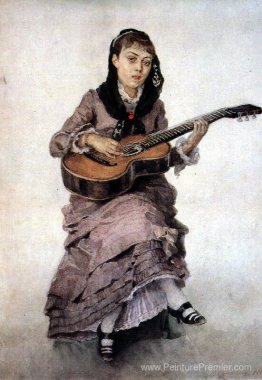 Portrait de la princesse S. A. Kropotkina avec guitare Portrait de la princesse S. A. Kropotkina avec guitare