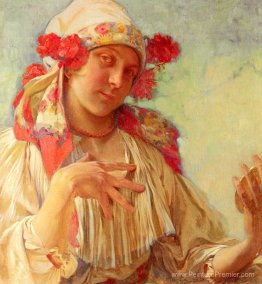 Maria jeune fille dans un costume morave Maria jeune fille dans un costume morave