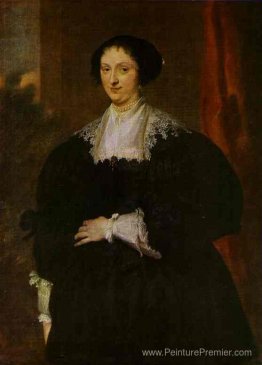 Portrait d'une dame vêtue de noir, avant un rideau rouge Portrait d'une dame vêtue de noir, avant un rideau rouge