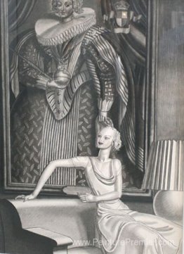 Femme assise devant le portrait Femme assise devant le portrait