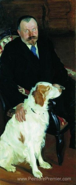 Portrait du Dr S. Y. Lyubimov avec un chien Portrait du Dr S. Y. Lyubimov avec un chien