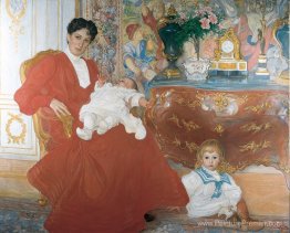 Mme Dora Lamm et ses deux fils aînés Mme Dora Lamm et ses deux fils aînés