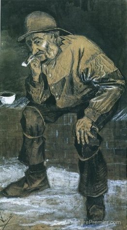 Pêcheur avec sou'wester, assis avec une pipe Pêcheur avec sou'wester, assis avec une pipe